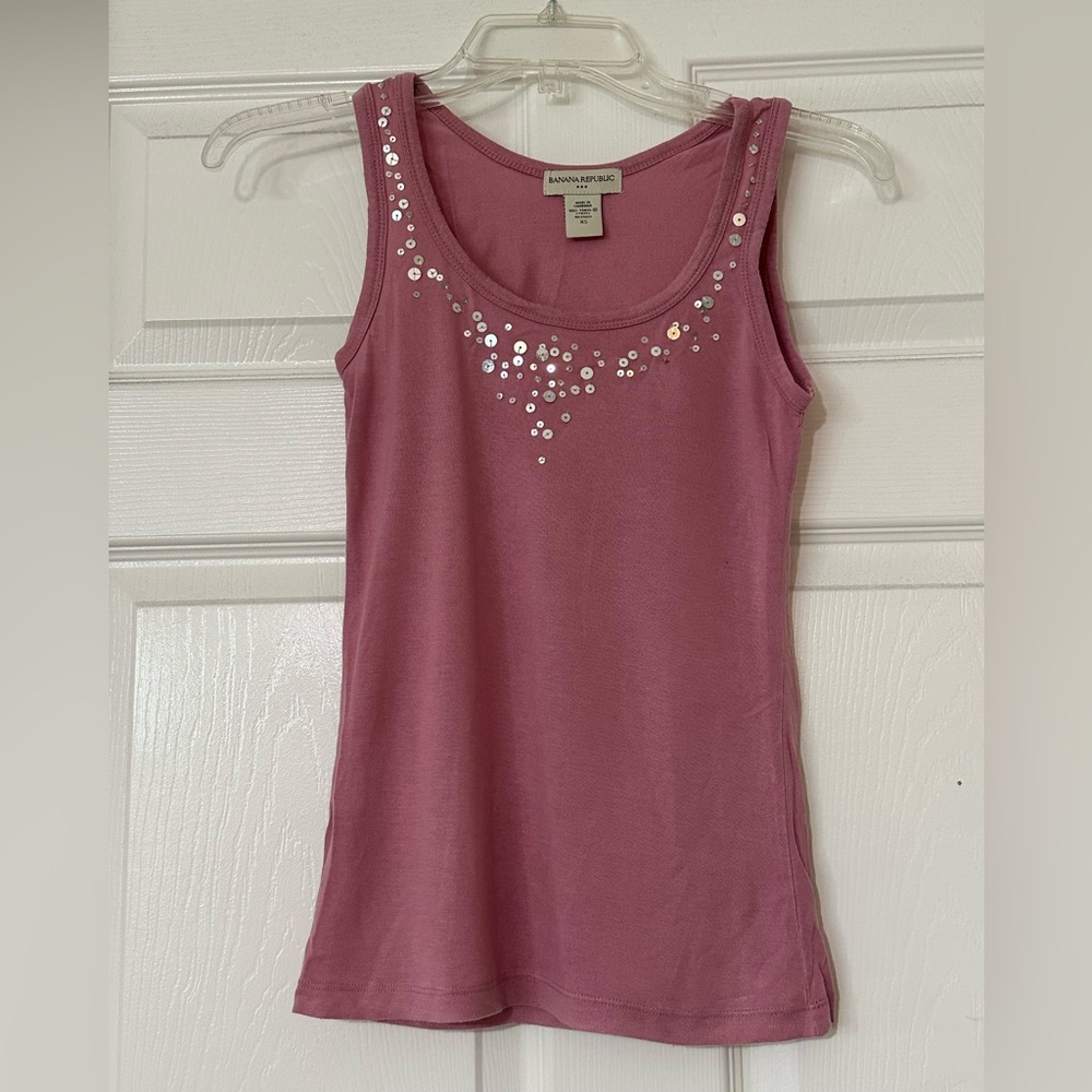 Banana Republic Pink Sequin Tank Top